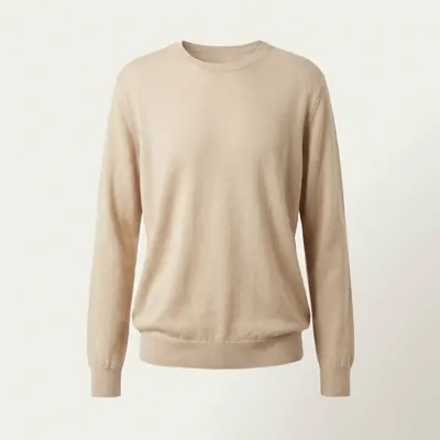 Product photo: sand beige crew-neck sweater