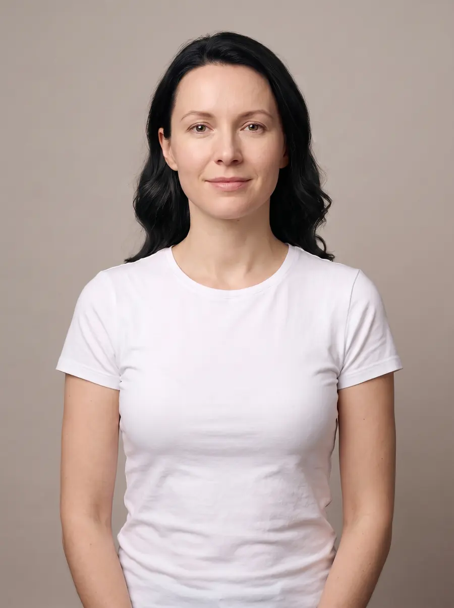 The same woman with black hair